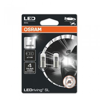 Крушка OSRAM LED T4W, 12V, 0.8W, 6000К, 70lm, 2 броя