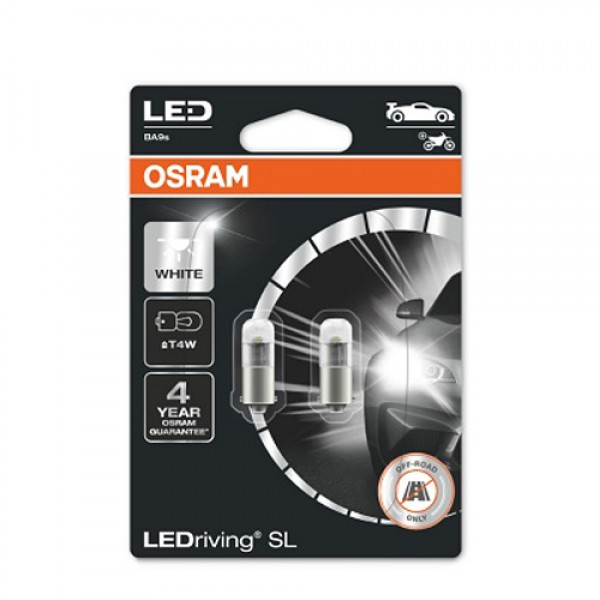 Крушка OSRAM LED T4W, 12V, 0.8W, 6000К, 70lm, 2 броя