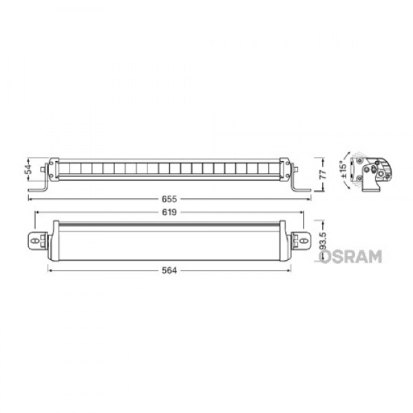 Работна лампа OSRAM, LED,12/24V, 36W, 3500lm, 564 мм x 54 мм 1 брой