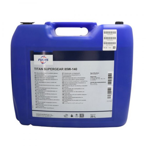 Трансмисионно масло FUCHS TITAN SUPERGEAR 85W140 20 литра