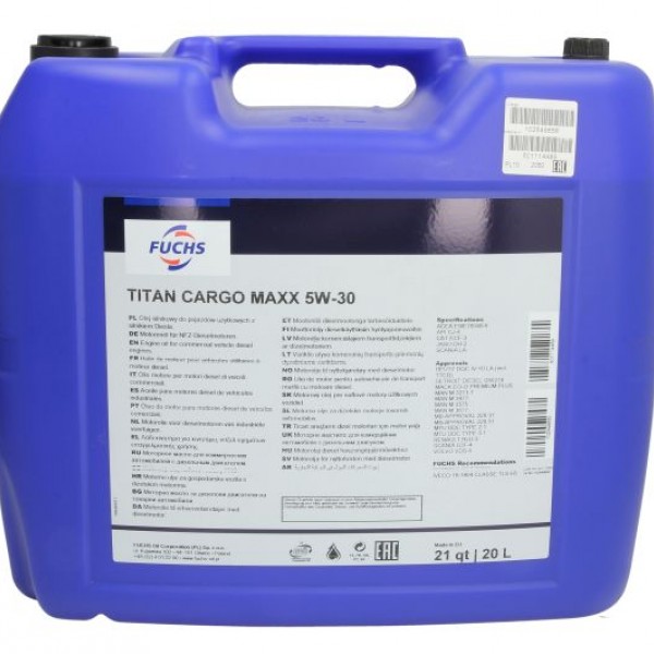 Моторно масло FUCHS TITAN CARGO MAXX 5W30 20 литра