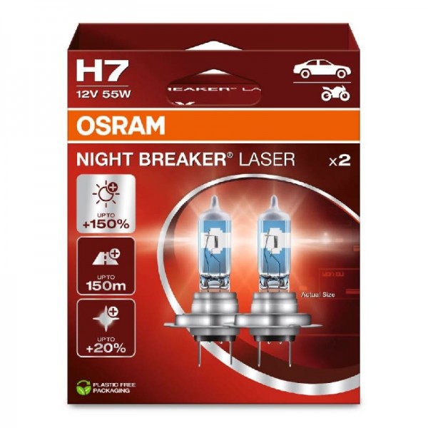 Крушка OSRAM H7, 12V, 55W, 3200K, 1500lm, 2 броя