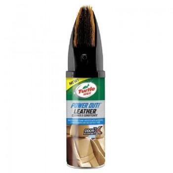 TurtleWax Power Out Leather спрей за почистване и подхранване на кожа с четка 400 мл
