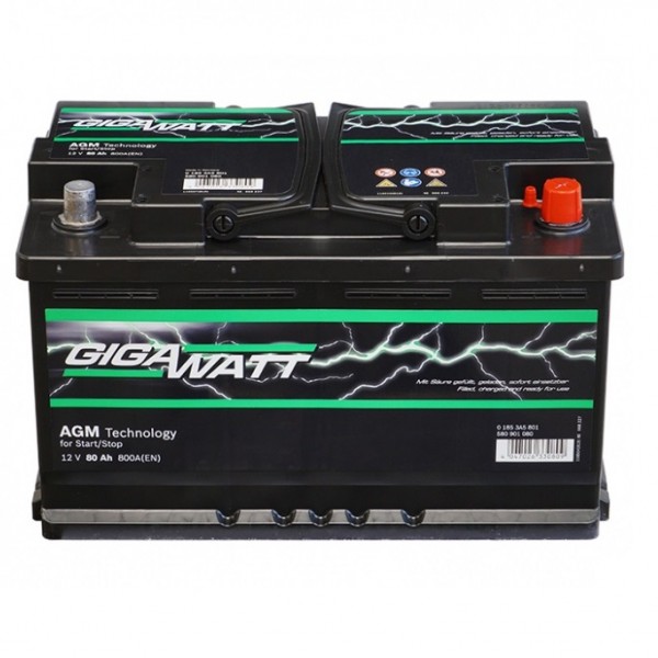 Акумулатор Gigawatt AGM 80 AH/800А R+