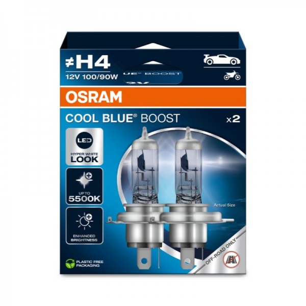 Крушка OSRAM H4, 12V, 90/100W, 5000K, 850/550lm, 2 броя