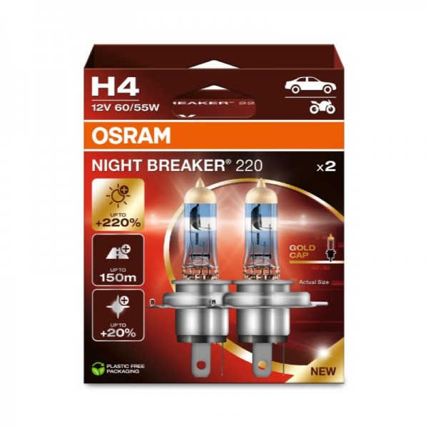 Крушка OSRAM H4, 12V, 60/55W, 4000К, 1650lm, 2 броя