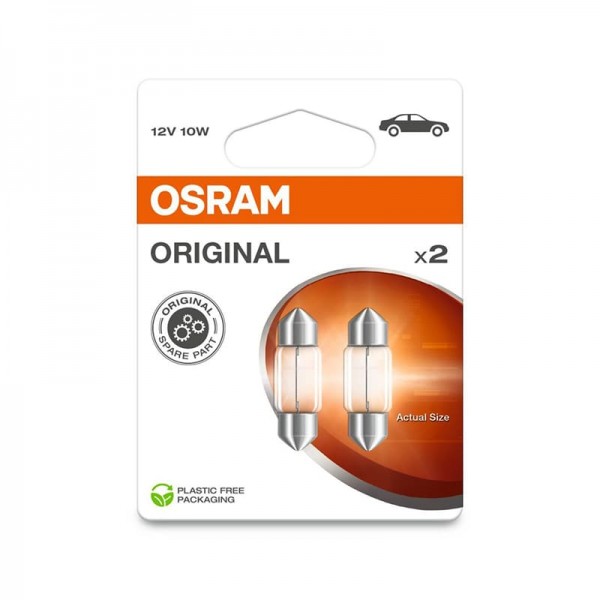 Крушка OSRAM C10W, 12V, 10W, 120lm, 2 броя