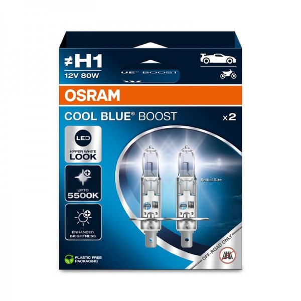 Крушка OSRAM H1, 12V, 80W, 5500К, 1000lm, 2 броя