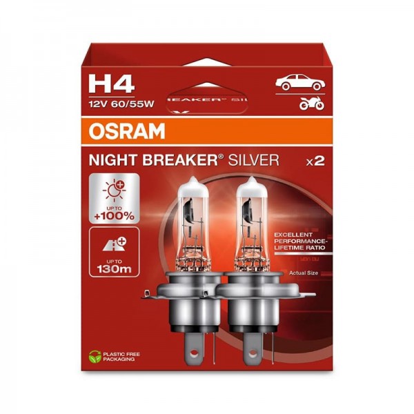 Крушка OSRAM  H4, 12V, 60/55W, 1650/1000lm, 2 броя
